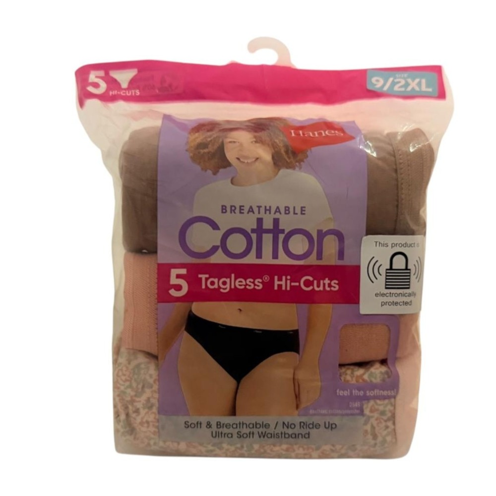 Hanes Womens Breathable Cotton Tagless Hi-Cuts 5-Pack Size 7/L Multi Color